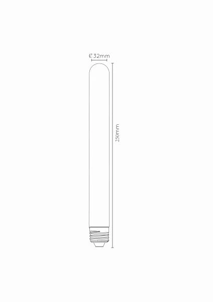 Lucide T32 - Ampoule filament - Ø 3,2 cm - LED Dim. - E27 - 1x4,9W 2200K - Ambre - technique